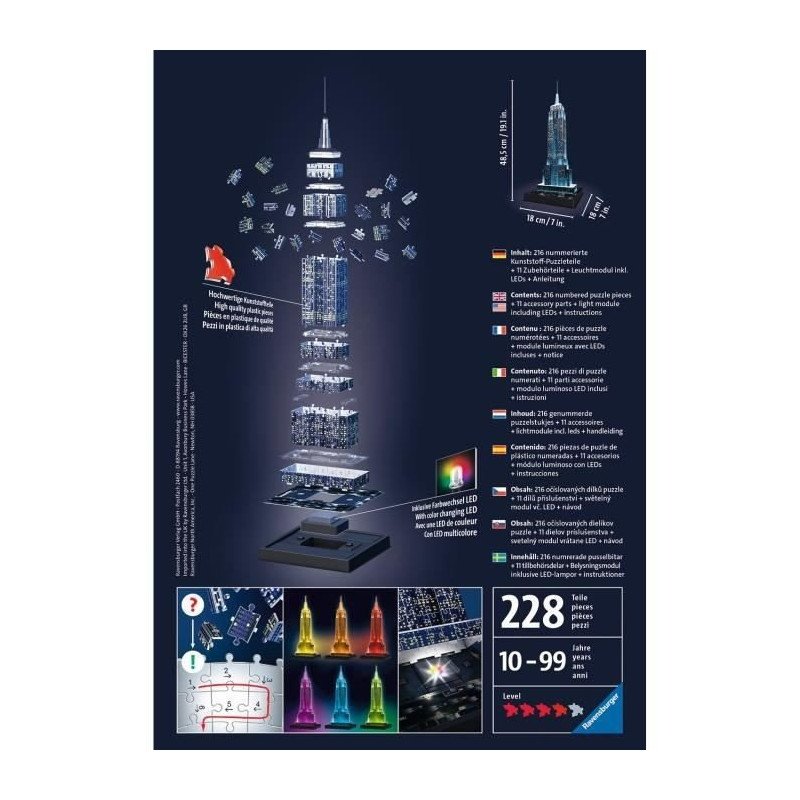 Puzzle 3D avec LED - Empire State Building by Night - 216 pièces  RAVENSBURGER