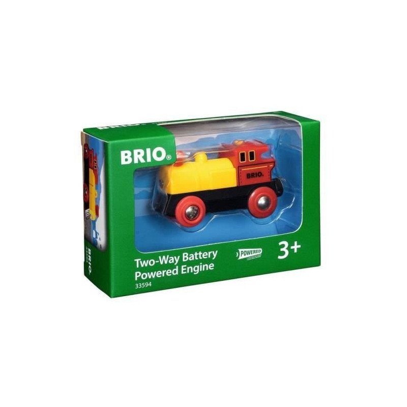 LOCOMOTIVE A PILE BI DIRECTIONNELLE JAUNE avec piles Basics BRIO World 33594 