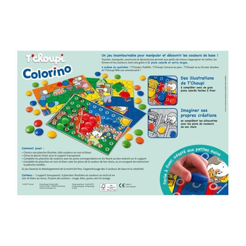 T'CHOUPI Colorino - Jeu éducatif - Apprentissage des couleurs - Activités  créatives enfant - Ravensburger - Des 2 ans