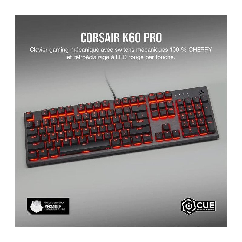 Corsair - Clavier mécanique gaming K60 RGB PRO-Noir