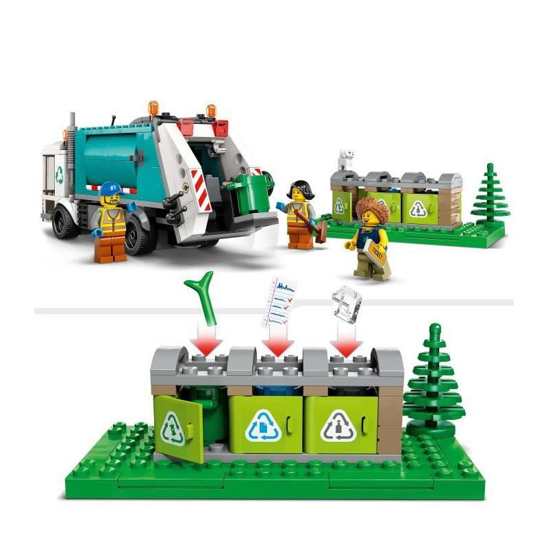 LEGO 60374 City Le Camion Dâ€™Intervention des Pompiers & 60386 City Le  Camion de Recyclage, Jouet pour Un Mode de Vie Durable, Camion-Poubelle  avec 3
