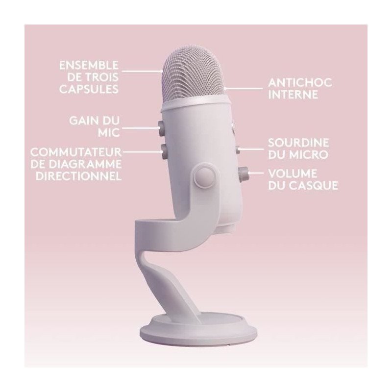 Microphone USB - Blue Yeti - Pour Enregistrement, Streaming