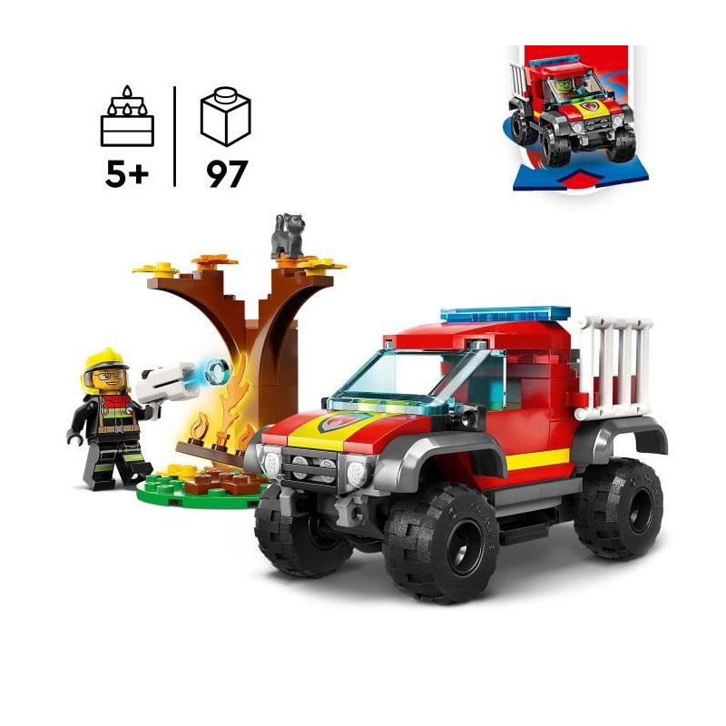 LEGO City 60393 Sauvetage en Tout-Terrain des Pompiers, Camion Jouet