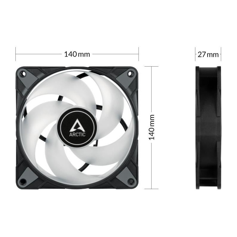 ARCTIC P14 PWM PST ARGB 0dB (Noir) - Ventilateur 140mm ARGB pour boiti