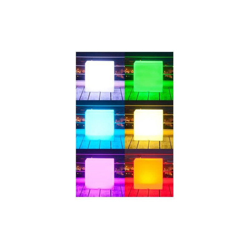 Cube lumineux tabouret sans fil LED multicolore dimmable CARRY