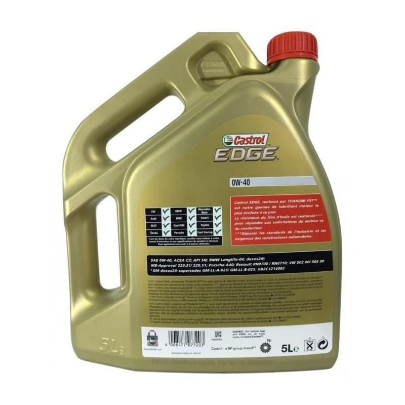 Huile moteur Castrol EDGE FST TITANIUM 5W30 LL ACEA C3 BMW l..