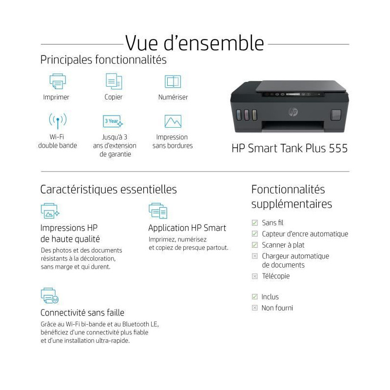 HP Smart Tank Plus 555 All-in-One - imprimante multifonctions