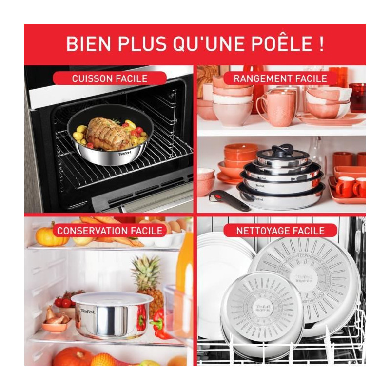 TEFAL INGENIO Batterie de cuisine 15 pcs, Induction, Revêtement