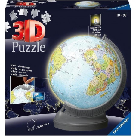 Puzzle 3D Ball éducatif - Globe terrestre lumineux - A partir de 10 a