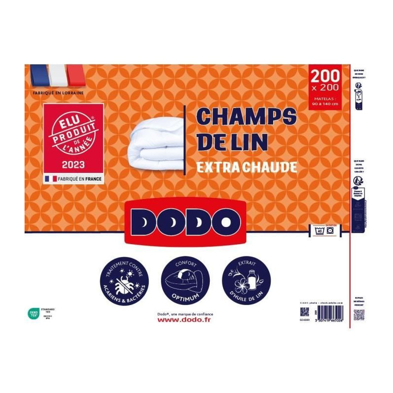 Couette 200x200 cm DODO CHAMPS DE LIN - Chaude - 450G/m² - Couette 1