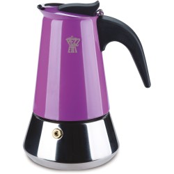 Cafetiere italienne - PEZZETTI - STEELEXPRESS - Acier inoxydable - 6 tasses - Tous feux dont induction - Lila